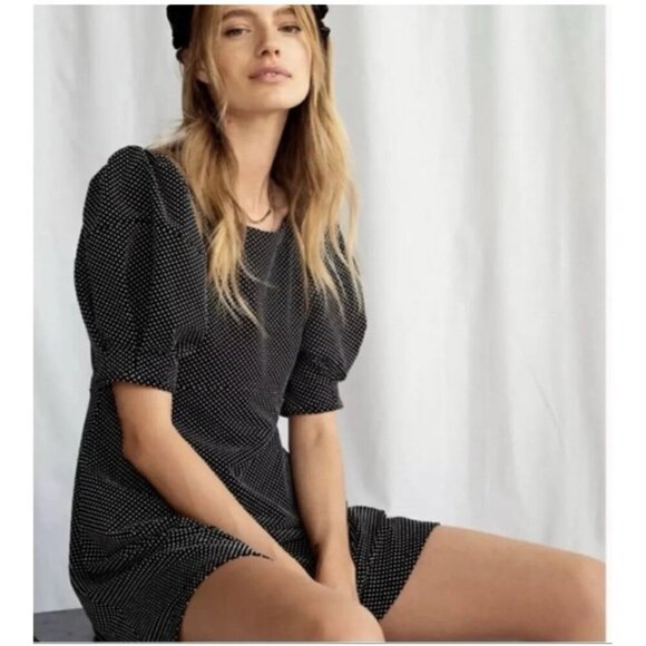 Free People Dresses & Skirts - Free People Polka Dot Puff Sleeve Mini Dress Size Small